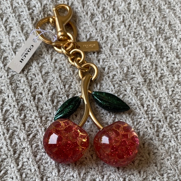 COACH Gold & Pink Cherry Charm - Picture 2 of 6